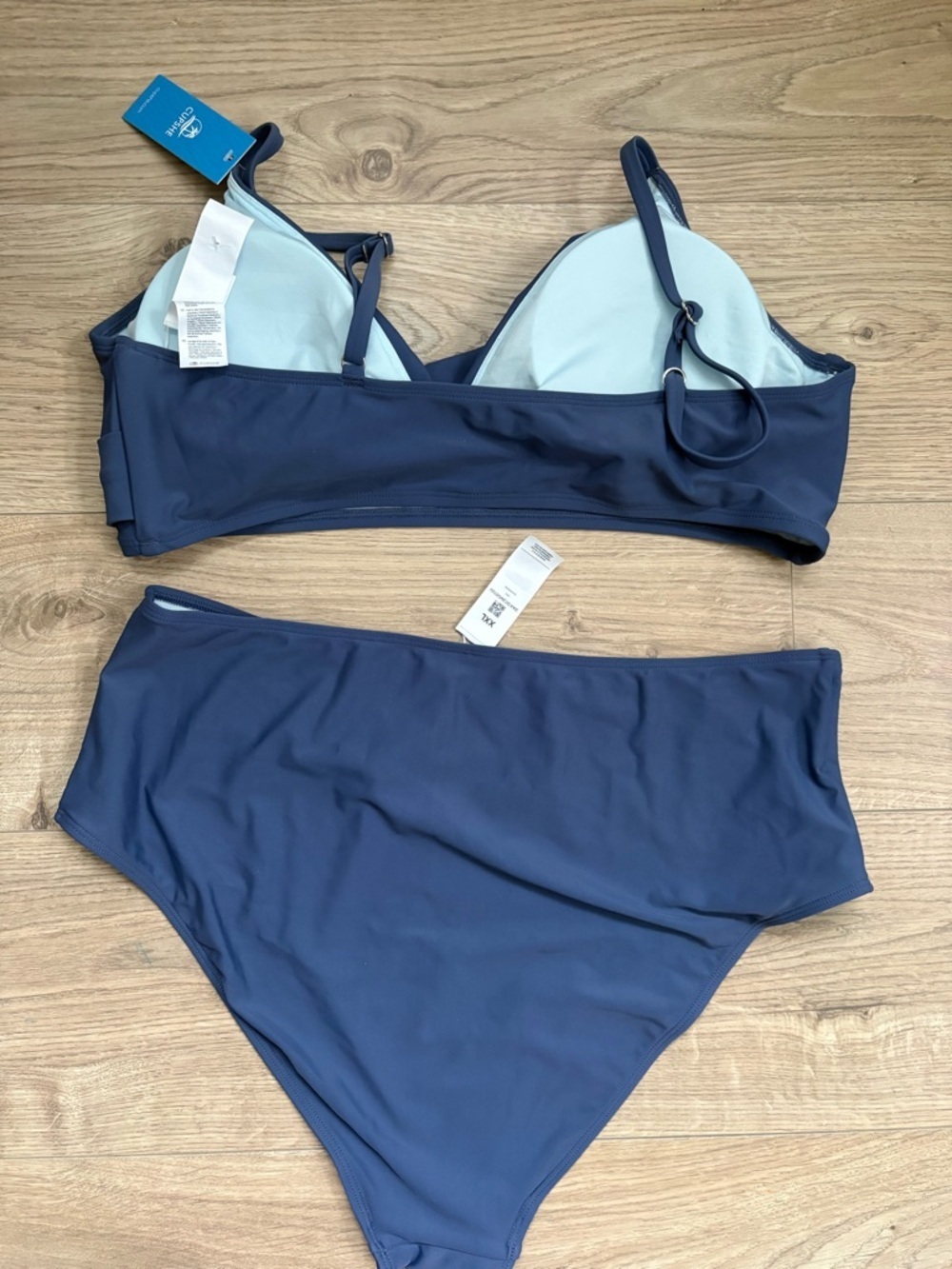 Cupshe Blue Wrap Bikini Set NWT XXL High Waisted Flattering Fit - Picture 3 of 3